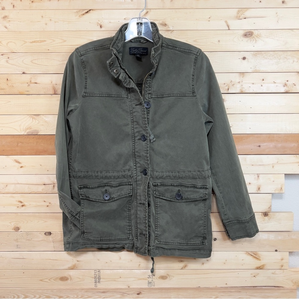 Lucky Brand Olive Green Zip Button Up Pockets Front Utility Jacket Petite size S